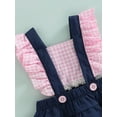 thumbnail image 6 of Franhais Newborn Baby Girls Summer Romper, Small Plaid Ruffled Flying Sleeves Elastic Waist Short Jumpsuit+Bow Headband, 6 of 9