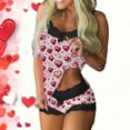 thumbnail image 2 of gakvbuo Valentine'S Day Pajamas Camisole And Shorts for Women Sleepwear Sleeveless Lingerie V-Neck 2 Piece Outfits Pajamas Loungewear Cami Top Shorts Lace Up Nightwear, 2 of 6