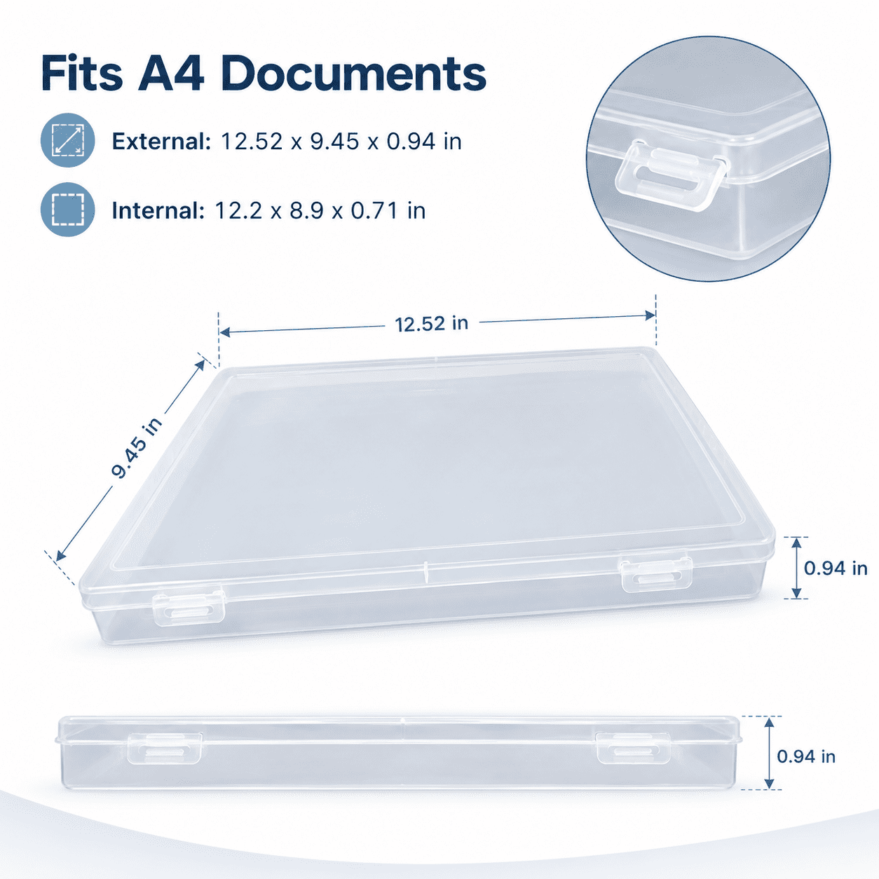 Kabuer A4 Plastic File Box Paper Organizer Craft Boxs 4pack - Home Document Holder Craft Organization and Storage Office Supplies and Organizers