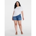 thumbnail image 2 of Time and Tru Women's High Rise Denim Shorts, 5" Inseam, Sizes 0-20, 2 of 6