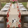 thumbnail image 4 of Rustic Crane Table Runner - 108 Inch Long Vintage Red Teal Spring Floral Botanical Cotton and Linen Blended Dress Scarves Farmhouse Table Runner for Kitchen Dining, Coffee Table, 13" x 108", 4 of 8