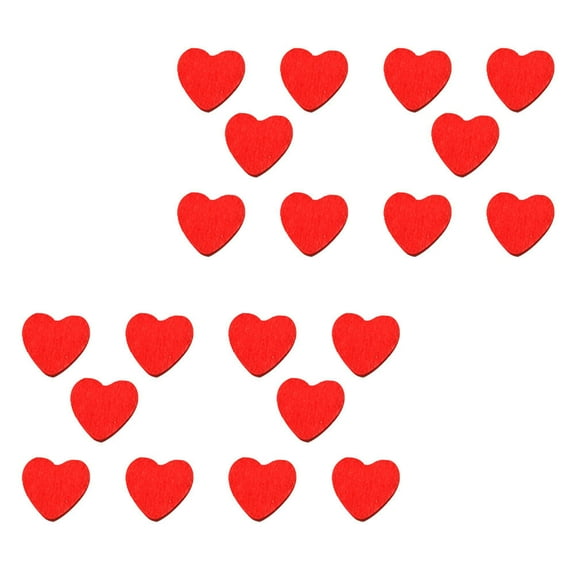 MEIBUTYUP 200Pcs Red Wooden Heart Adhesive Stickers for Crafts, Wall Decor, Doors, Cups, Refrigerators