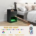 thumbnail image 4 of HOMCOM Nightstand with Charging Station, LED Bedside Table with 2 Drawers, 4 of 10