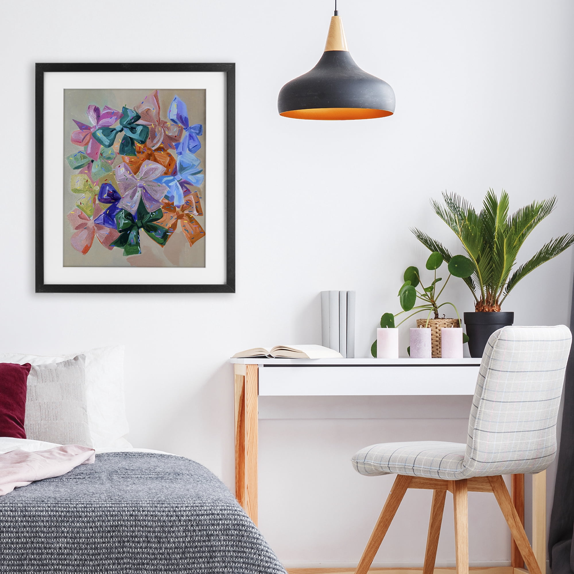 Stupell Industries Bright Bows Cluster with Sprinkles Black Framed Print Under Glass, design by The Prints Vibe