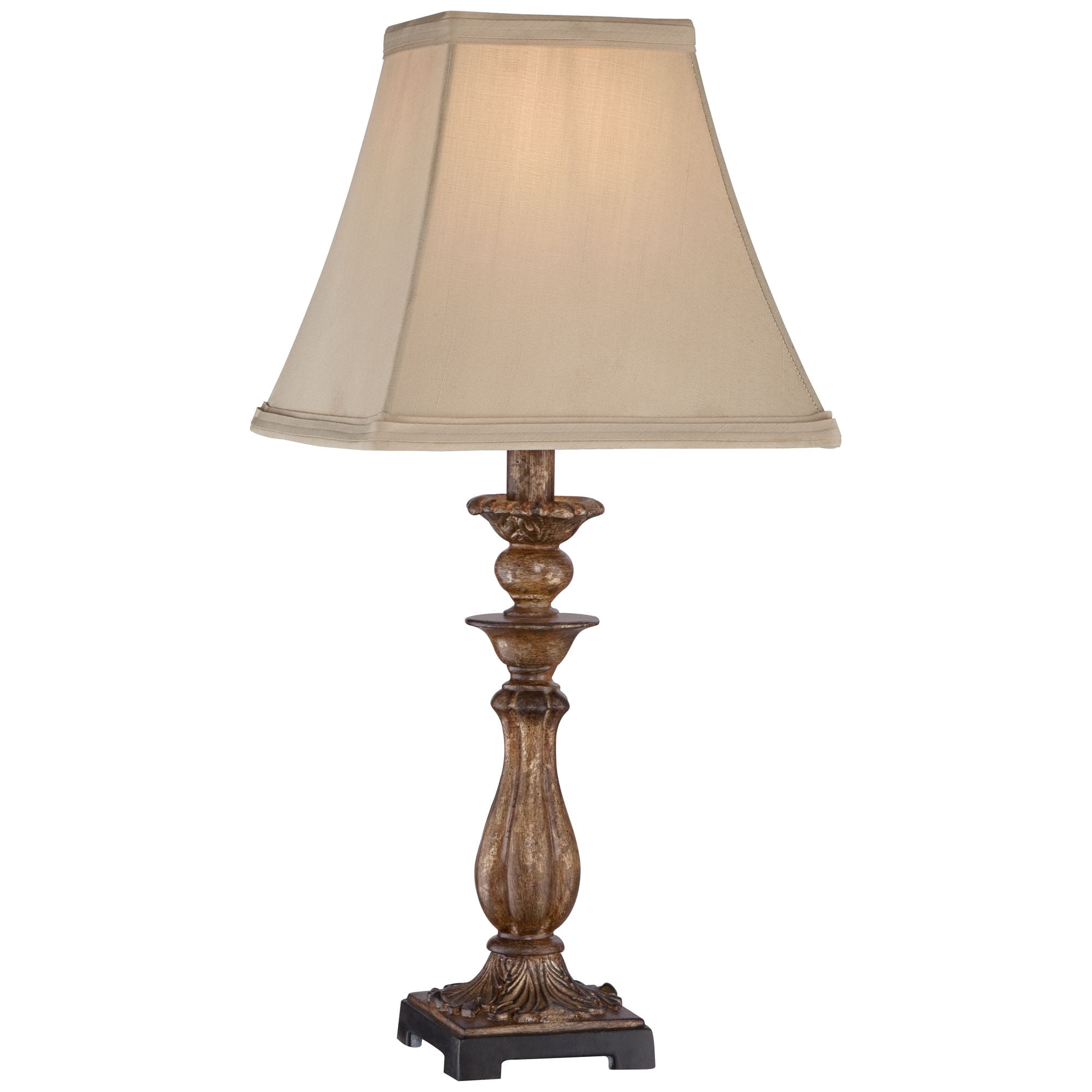 Regency Hill Alzano Cottage Accent Table Lamp 18" High Antique Distressed Light Bronze Square Shade for Bedroom Living Room Bedside Nightstand Office