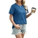 thumbnail image 5 of Ropa bonita,Camiseta informal de manga corta y cuello redondo para mujer, de poliéster, color liso, ligera y cómoda para uso diario, sopatenor, 5 of 9