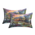 thumbnail image 2 of Haosy Satin Pillowcase for Hair and Skin Standard Cooling Silk Pillow Case with Envelope Closure Train Dog Flower 20"x26", 2 of 9