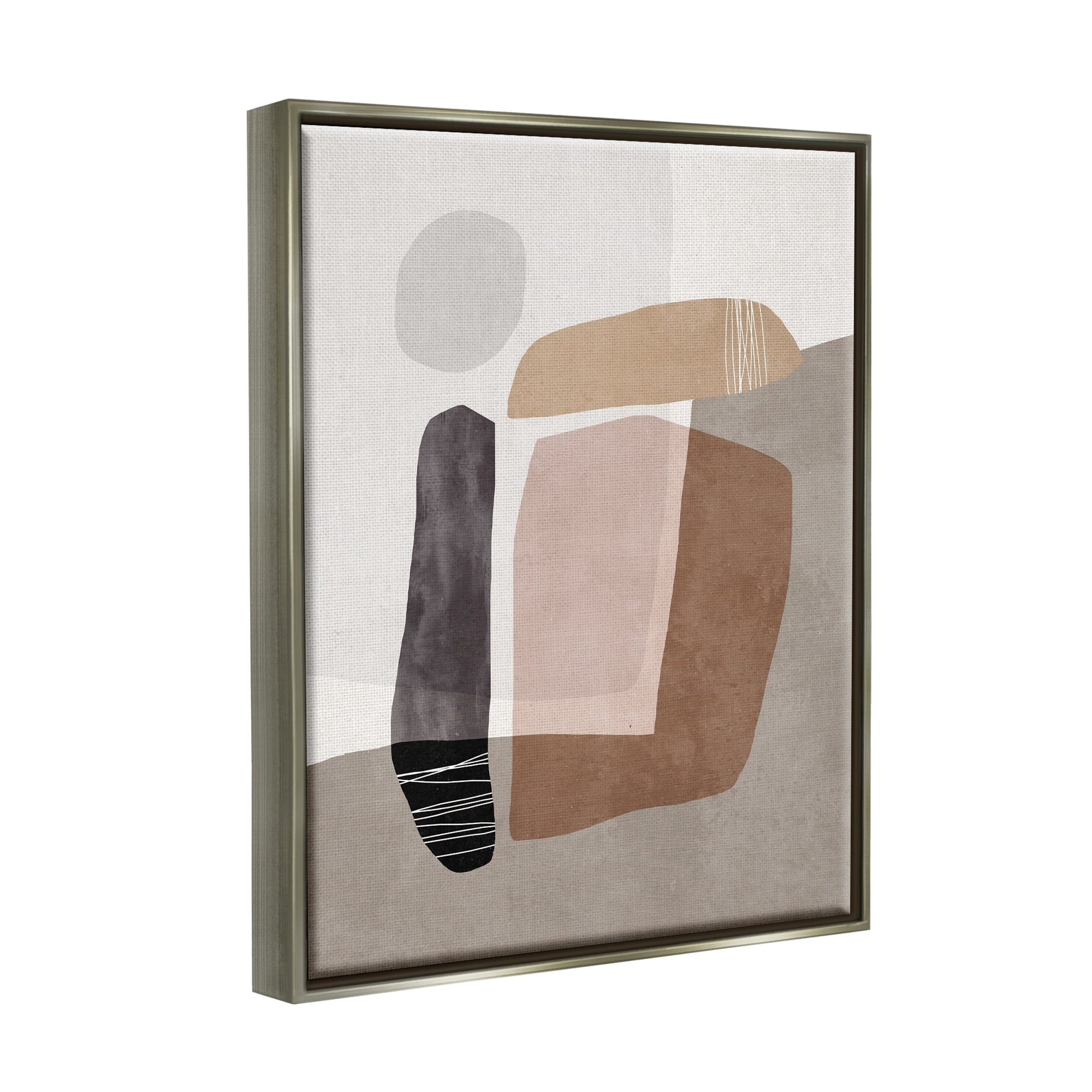 Stupell Industries Overlapped Earth Transparent Solid Polygons Contemporary Art Luster Gray Framed Floating Canvas Wall Art, 24x30, by Nina Blue