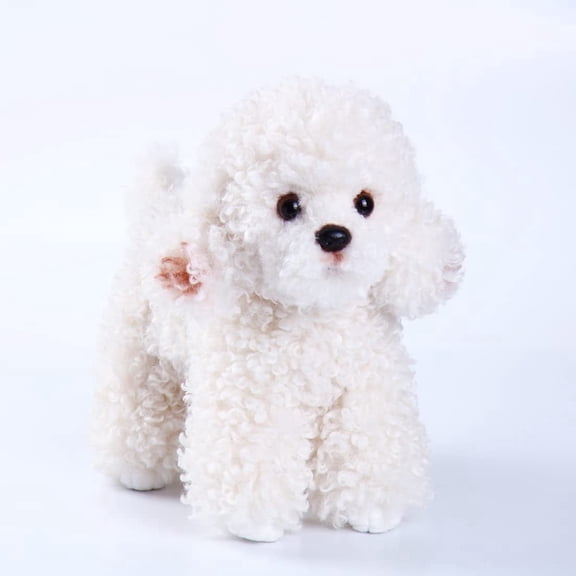 CU-MATE 12" Plush Poodle Dog Toys, Simulation-Realistic & Lifelike Soft Stuffed Animal Dog, Handmade Stuffed Dog Toys, Present Gift for Boys and Girls