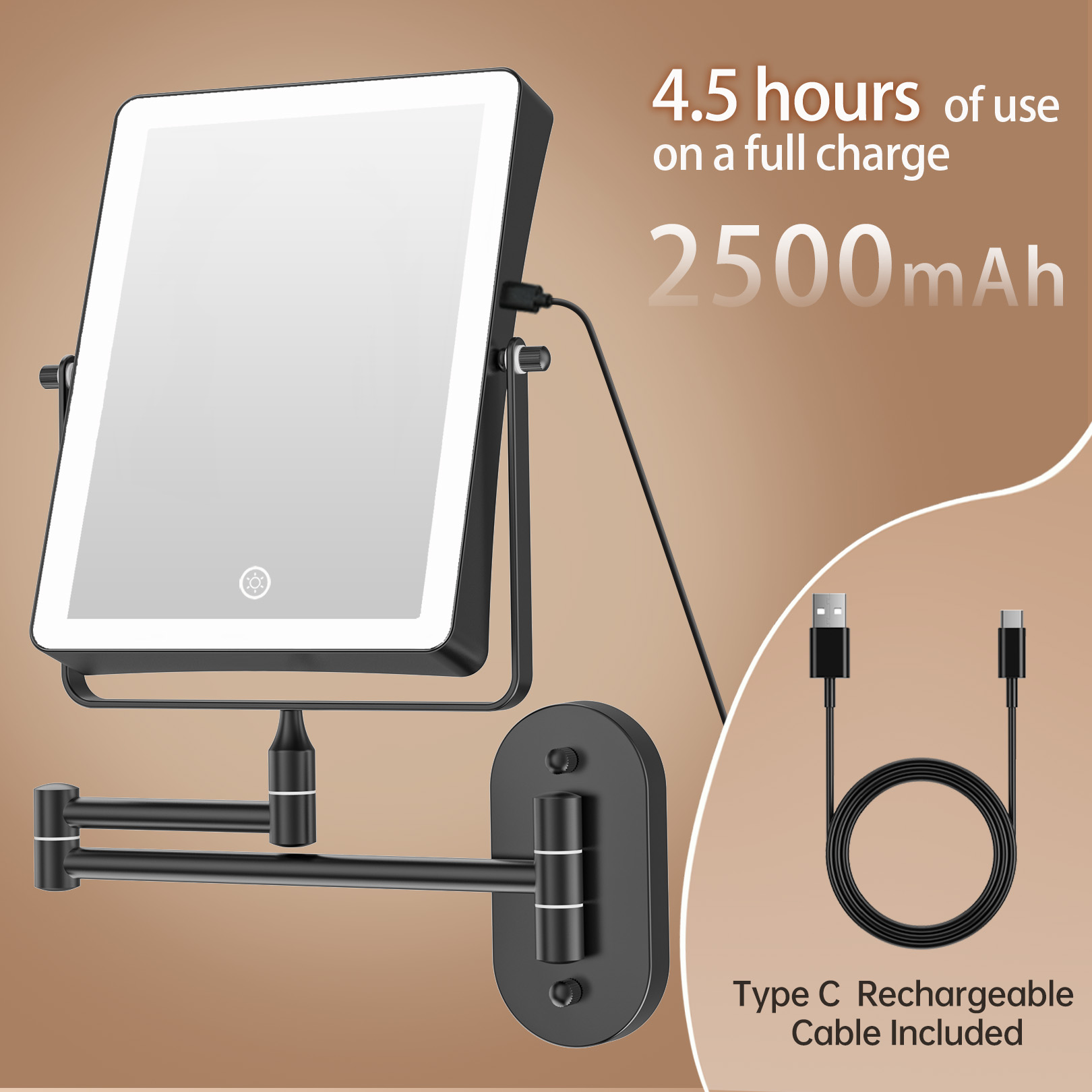 Funtouch Double Sided Magnifying Wall Mirror 8.7 Inch Black photo 7