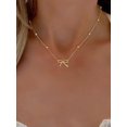 thumbnail image 5 of Bow Pendant Beaded Chain Necklace Multicolor Goldtone Fashion Jewelry, 5 of 7