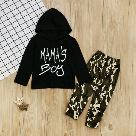 

Toddler Kids Boys Camo Outfit Letter Print Hooded Sweatshirts Tops +Camouflage Long Pants Autumn Clothes Set Handsome 2Pcs