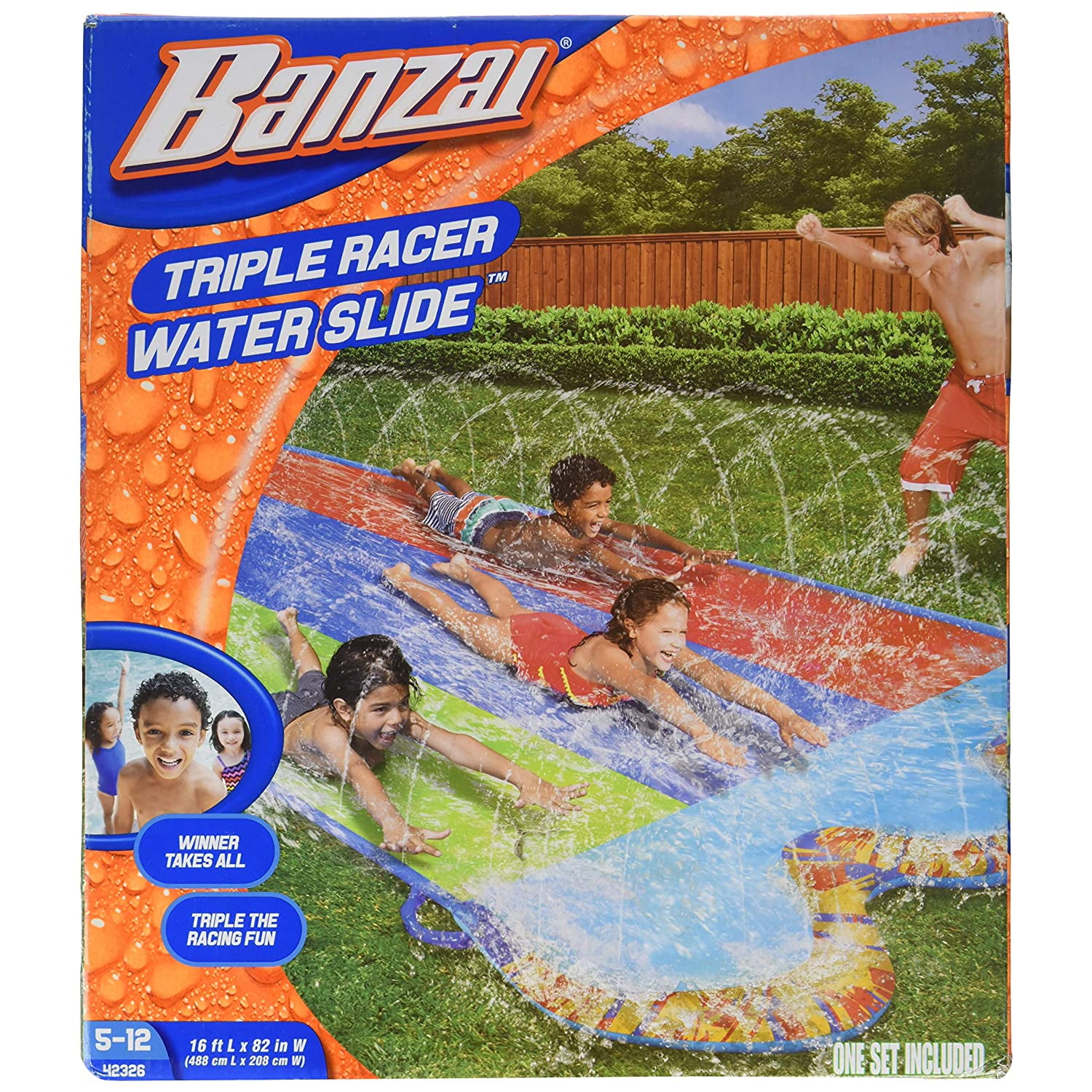 BANZAI Triple Racer Water 16 Feet Long, Slide (42326) Item Condition : New ...