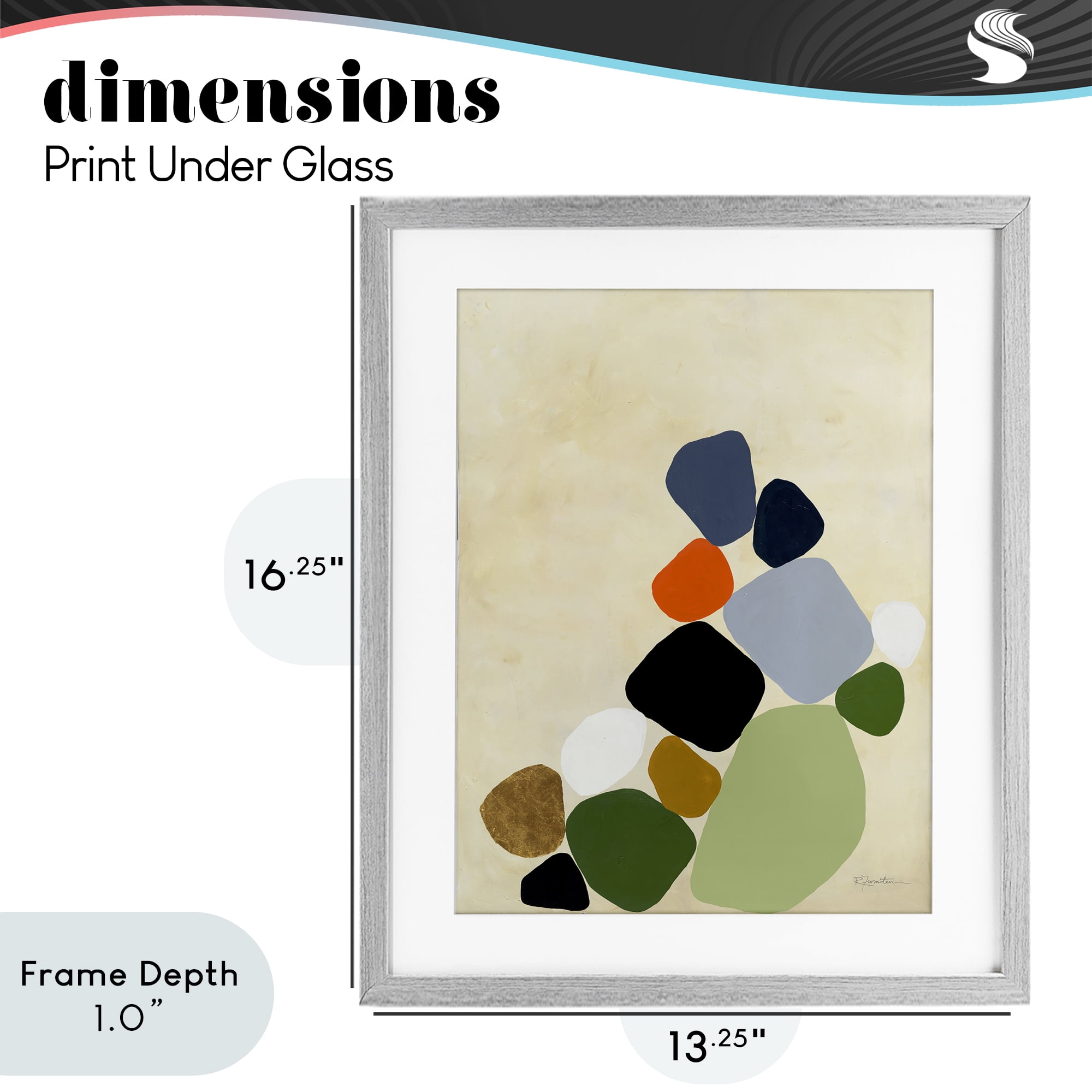 Stupell Industries Cluster of Minimal Pebbles Gray Framed Print Under Glass, design by Ruth Fromstein