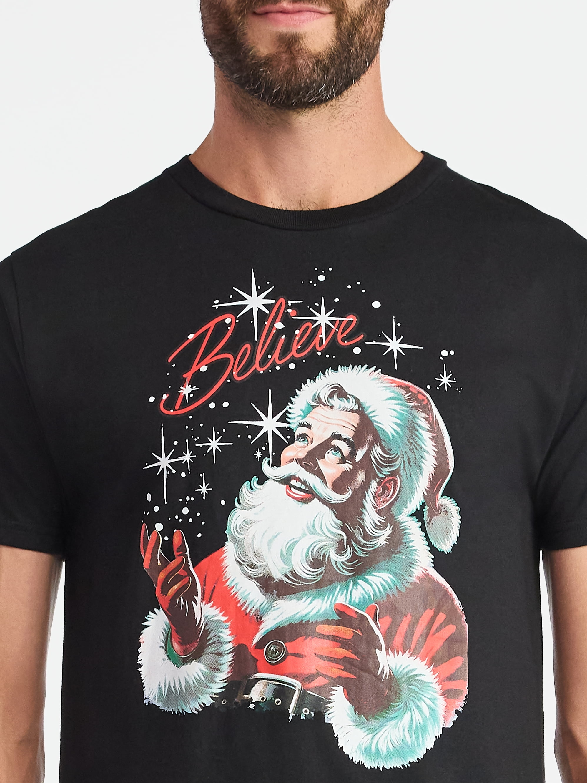 Christmas Men's and Big Men's Believe Graphic Tee from Holiday Time, Sizes XS-3XL