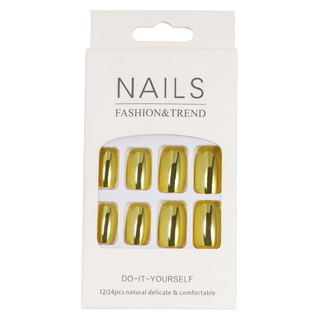 RAGUPEL 2026 New 25Pcs Fake Nails,Mirror Effect Nails Press Ons,Solid Color Matching Ready-To-Wear Press on Nails for Women for Party,Wedding,Daily,Gold,Gold