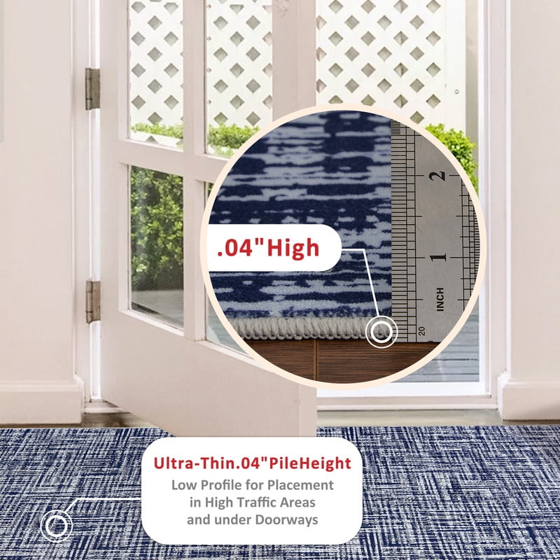 Washable Rug 10x13 for Living Room Modern Abstract Area Rug Non-Slip Large Foldable Stain Resistant Aesthetic Accent Floor Carpet for Home Office, Blue