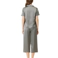 thumbnail image 3 of INSPIRE CHIC Women's Satin Pajamas Sets Short Sleeve Button Tops with Capri Pants 2 Pcs Loungewear XS Grey, 3 of 6
