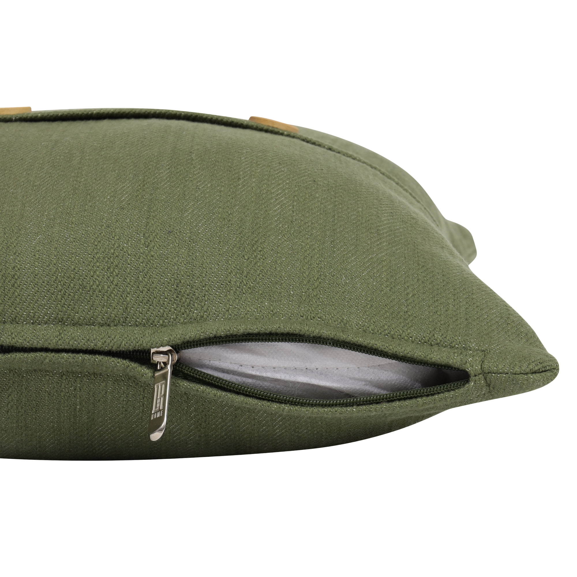 Harlow Hill Theo Forest Green Solid 20" x 20" Cotton Adult Decorative Feather Filled Pillow