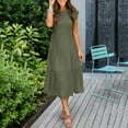 thumbnail image 2 of KTMKH Dress for Women Summer Casual Flutter Short Sleeve Crew Neck Smocked Elastic Waist Tiered Midi Dress Vestidos, 2 of 8