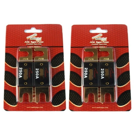 250 Amp ANL Fuses Gold Plated AudioPipe Blister Pack 4 Fuses Car Audio