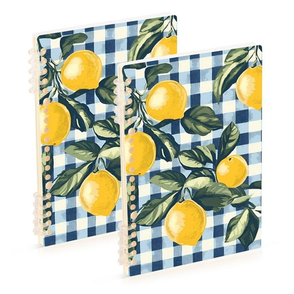 FORMRS 1-Subject Spiral Notebook 8" x 5" College Ruled 60 Refillable Sheet, 2 Pack, Retro Beige Lemon