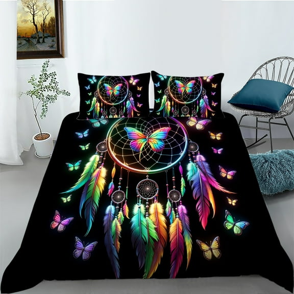 Comforter Cover Set Butterfly Dream Catcher Printed Home Textiles Girls Women Festival Bed Gift Bed Set