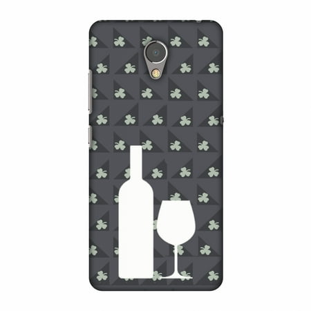 Protective Wing - Lenovo P2 Case, Premium Handcrafted Designer Hard Shell Snap On Case Printed Back Cover with Screen Cleaning Kit for Lenovo P2, Slim, Protective - Wine and pattern with shemrock - Burnt grey