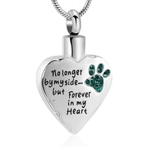 No Longer by My Side But Forever in My Heart Carved Locket Cremation Urn Necklace for Pet Dogs Cats Ashes