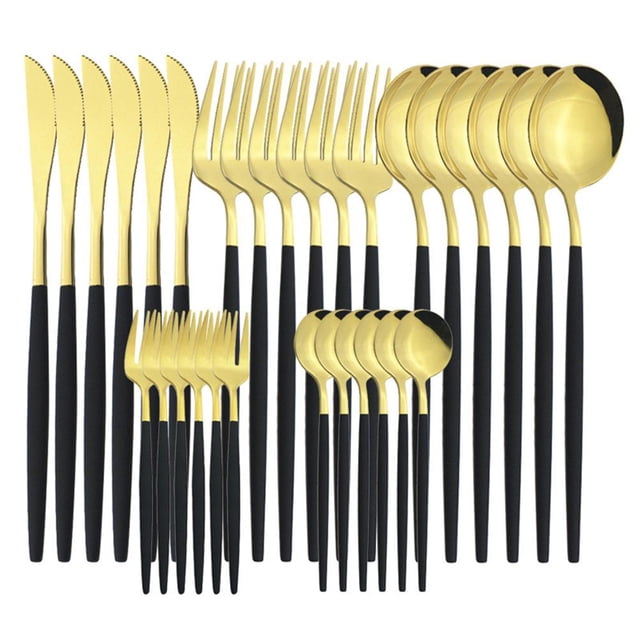 Cubiertos De Acero Inoxidable, Juego De Cubiertos Con Espejo, Juego De Cubiertos, Juego De Vajilla Resistente Y Duradero Cateissary HA043256-06