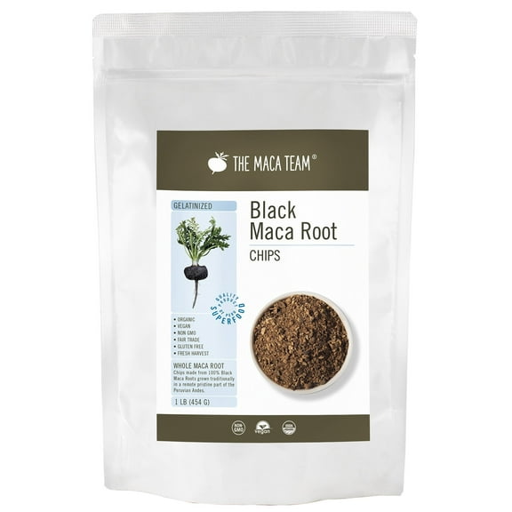 Organic Gelatinized Black Maca Chips 1 lb