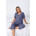 thumbnail image 6 of MINTREUS Pajama Sets for Women Notch Knit Top and Capri Pants Pjs Soft Lounge Sets, 2 Piece, Sizes M-3X, 6 of 7