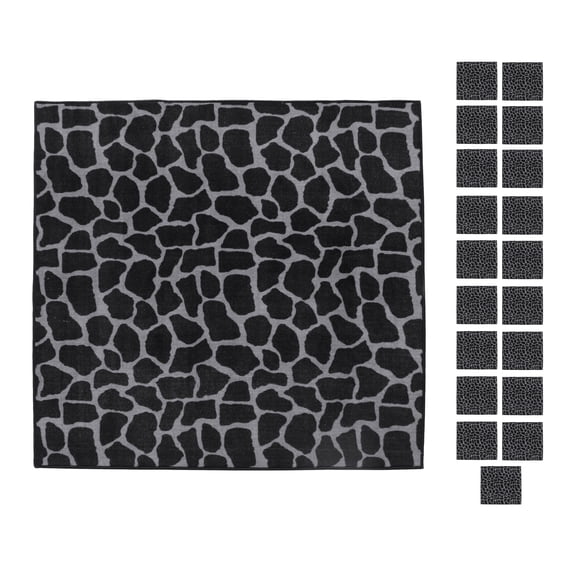 Furnish My Place Giraffe Black Grey Area Rug, Animal Print Area Rug, Pet-Friendly Rug, Baby Nursery Mat, Indoor Area Rug, Perfect for Living Room, Playroom, 3' x 3' Square - Set of 20