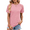 Pink, variant on PPYOUNG Women Tops Lace Trim Lightweight Short Sleeve Shirts Summer Casual Blouses Fashion Pleated Tunics