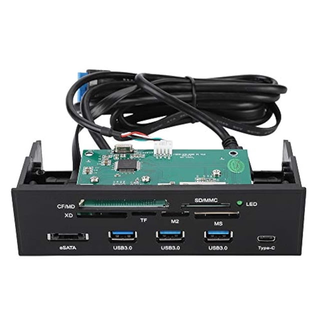 Ashata Hub De Panel Frontal Panel Frontal De Pc De 11 Puertos Con Puertos Usb 3.0 Puerto Usb 3.1 Esata Y 6 Ranuras Para Tarjetas Soporte Para Lector De Tarjetas Memoria M2 Mso Tarjeta Ms Xd 64G Cf Se