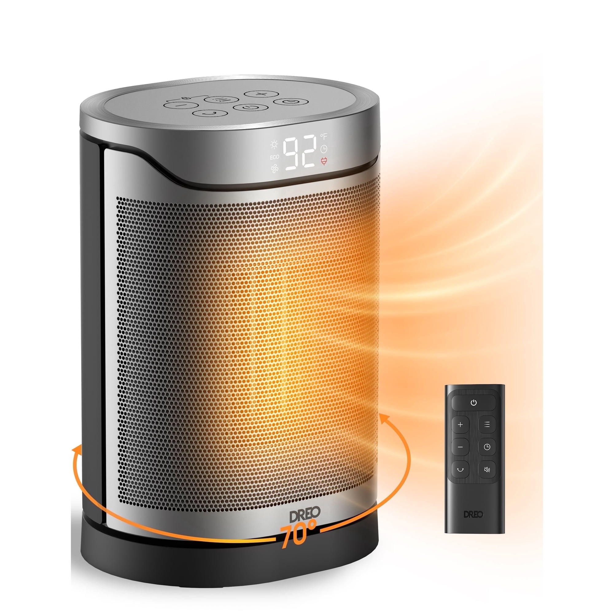 Dreo Space Heaters for Home, Portable Heater with Remote, 70℃ Oscillation, 1500W PTC Electric Heater with Thermostat for Inside, 1-12h Timer, Office