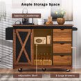 thumbnail image 3 of YIYADO 55.5-Inch Rolling Farmhouse Kitchen Island with Drop Leaf, Sliding Barn Door, Power Outlets and Storage, 3 of 7