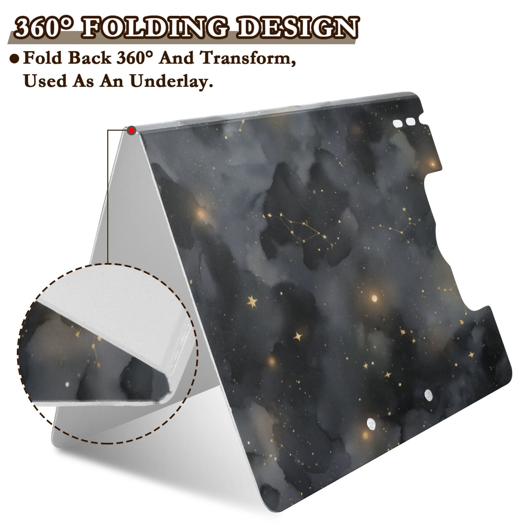 FORMRS A4 Clipboard Folder with Pen Holder Horizontal Foldable School Office Binder, Gray Sky Pattern