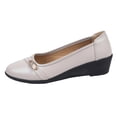 thumbnail image 2 of Lepsheexh Shoes for Women Versatile Round Toe Design Wedge Heel Comfortable Wear Resistant Formal Working Leather Daily Shoes, 2 of 8
