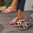 thumbnail image 6 of SACFOF Women's Beach Criss Cross Low Wedge Shoes Summer Dressy Platform Flats Buckle Ankle Strap Open Toe Wedges Walking Comfy Casual Buckle Sandals, 6 of 6