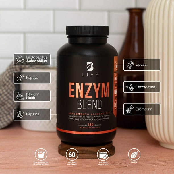 Enzym Blend 180 Cáps. Ingredientes Naturales. B Life. B LIFE Cápsulas