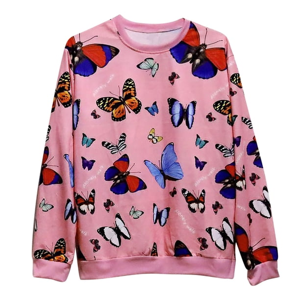 Moda mujer impresión casual manga larga o-cuello señoras sudadera tops Pompotops gfhjh9021