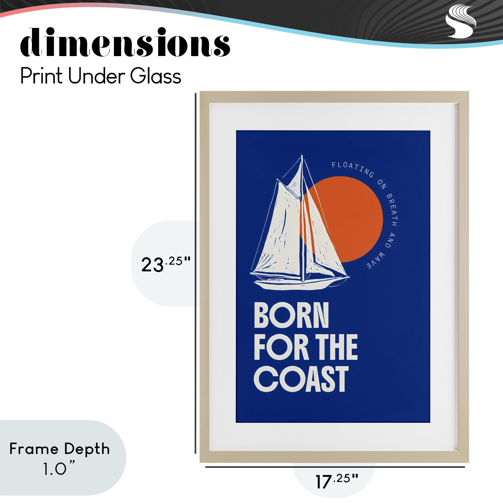 Stupell Industries Born For The Coast Birch Framed Print Under Glass, design by Creative Studio