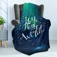 thumbnail image 4 of Joy Soft Flannel Fleece Blanket, Christmas Lettering Dotted Blurred Background Joy to the World Calligraphy Modern, Cozy Plush for Indoor and Outdoor Use, 50" x 60", Dark Blue White, by Ambesonne, 4 of 5
