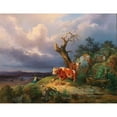 thumbnail image 2 of Edmund Mahlknecht 24x19 Gold Ornate Framed and Double Matted Museum Art Print Titled - A Shepherdess with Two Cows in a Vast Landscape, 2 of 4