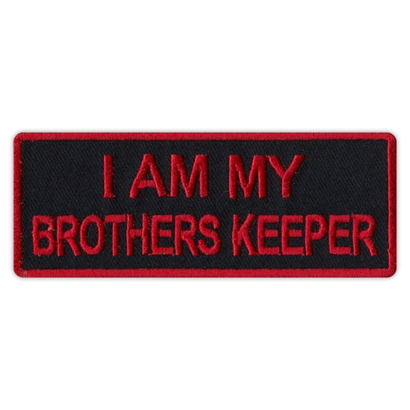 Motorcycle Jacket Embroidered Patch - I Am My Brother's Keeper (Black/Red) - 4" x 1.5" Patch