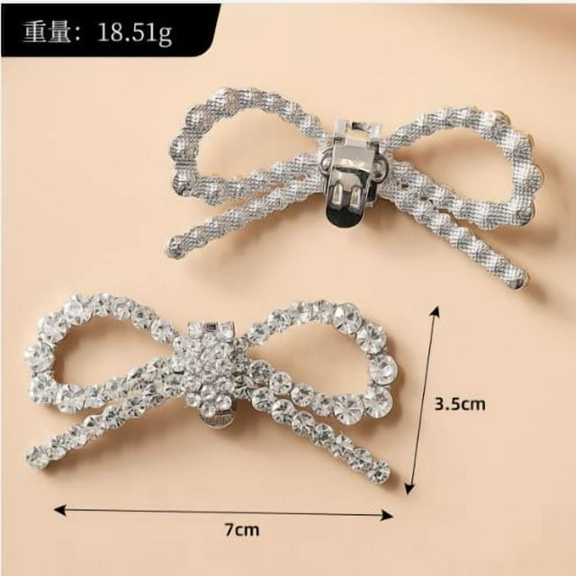 Miangastore 1 Pair Removable Bow Knot Shoe Clips For Bridal Wedding Shoes Crystal Rhinestone Shoe Accessories DIY Decorative Buckles For High Heels