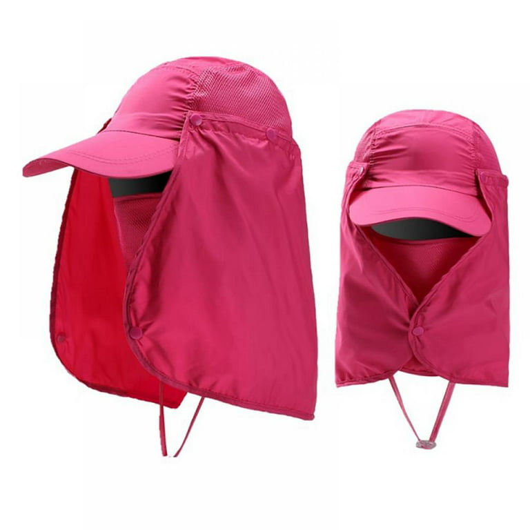 Midnight Fishing Flap Caps Men Women Quick Dry Sunshade UV Protection  Removable Ear Neck Cover Outdoor Sportswear Accessories,Pink