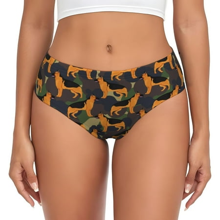 Womens Underwear - German Shepherd Dog Camouflage No Show Seamless Underwear for Women  Kawaii Soft Stretch Women s Panties  Hipster Ladies Panties Bikini Underwear Briefs