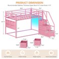 thumbnail image 2 of Twin Over Twin Bunk Beds with LED Lights, Low Bunk Bed Frame with 6 Storage Drawers and Pocket Organizer for 2 Teens, Twin Metal Bed Frame with Reversible Storage Staircase, Pink, 2 of 6